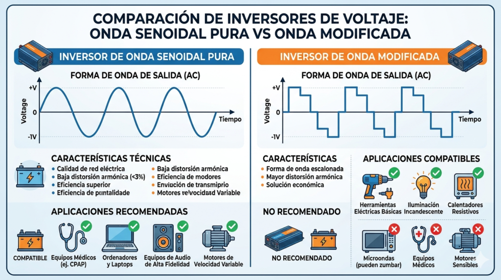 Diferencia entre un inversor de onda modificada y uno de onda pura gemini generated image fxgx9xfxgx9xfxgx